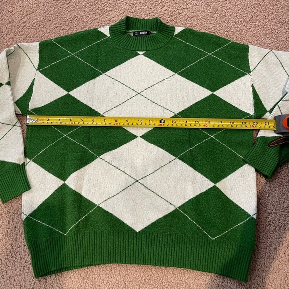 Women's SHEIN vintage vibes Argyle Pattern pullover crewneck sweater - Picture 7 of 12